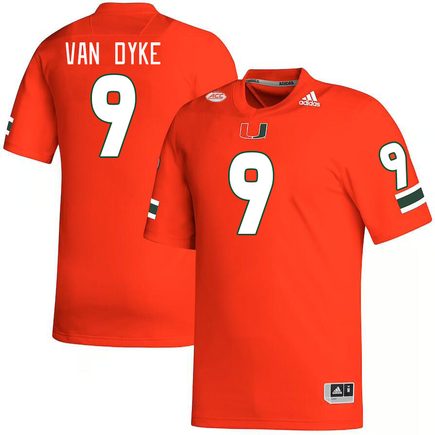 #9 Tyler Van Dyke Miami Hurricanes Jerseys Football Stitched-Orange